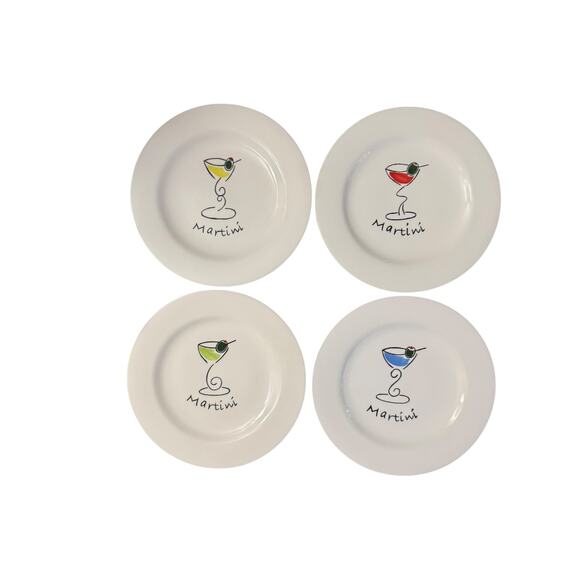 Sakura “Martini Hour” Salad Plates Set of 4 Bold Color-Splash Entertaining - Picture 1 of 5